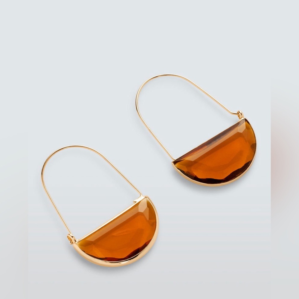 Amber Brown Hoop Earrings